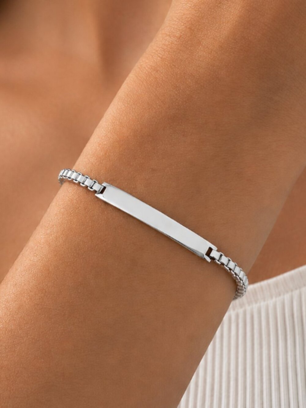 925 Sterling Silver Bar Bracelet Box Chain Bracelet Dainty Minimalist Bracelet